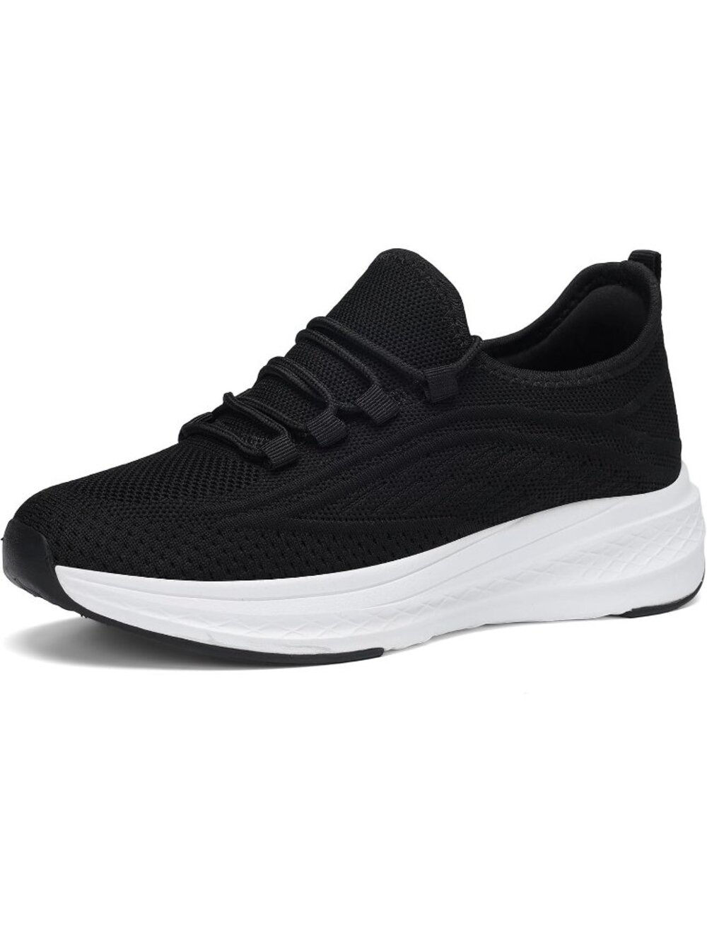 Women Black White Breathable Lightweight Walking Non Slip Fashion Casual Sneaker